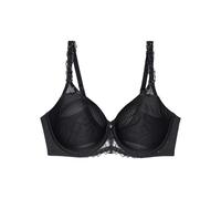 Minimizer-BH TRIUMPH "Wild Azalea Florale", Damen, Gr. 70, Cup F, schwarz, Microtouch, Obermaterial: 77% Polyamid, 20% Elasthan, 3% Polyester, bestickt, unifarben, körpernah, BHs Minimizer-BH, verklei