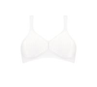 Triumph Bügelloser BH Modern Soft Cotton N, mit dezentem Streifenmuster 100, Cup D weiß Damen BHs ohne Bügel Damenwäsche 100, Cup D weiß