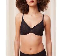 Halbschalen-BH TRIUMPH "Signature Sheer", Damen, Gr. 90, Cup E, schwarz, Tüll, Obermaterial: 44% Polyester, 29% Polyamid, 27% Elasthan, unifarben, BHs, Monogramm-Tüll, gepolsterte Cups, Spitzen-Detail