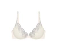 Push-up-BH TRIUMPH "Comfort Glam WHU", Damen, Gr. 75, Cup D, weiß (silk weiß), Spitze, Obermaterial: 46% Polyester, 41% Polyamid, 13% Elasthan, BHs Push-up-BH, mit Komfortbügel und zweifarbiger Spitze