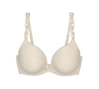 Bügel-BH TRIUMPH "Wild Azalea Florale WP", Damen, Gr. 85, Cup F, beige (naturel (076)), Microtouch, Obermaterial: 56% Polyester, 28% Polyamid, 16% Elasthan, BHs Bügel-BH, mit Stickerei (32809027-85) n