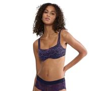 Balconette-BH TRIUMPH "Body Make-Up Illusion Lace", Damen, Gr. 70, Cup D, blau (prussian blau), Microtouch, Obermaterial: 51% Polyamid, 37% Polyester, 12% Elasthan, BHs Balconette-BH, feine Stretch-Sp