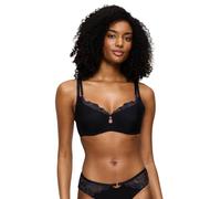 Minimizer-BH TRIUMPH "Wild Gardenia Florale", Damen, Gr. 85, Cup F, schwarz, Microtouch, Obermaterial: 52% Lyocell, 25% Elasthan, 22% Polyamid, 1% Polyester, BHs Minimizer-BH, verkleinert die Brust op
