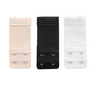 TRIXES 3 Stück BH-Verlängerungsbänder - Elastische BH-Verlängerungen für Damen - 2 Hakenreihen an jedem BH-Verlängerungsband - 3-teiliges Set in schwarz, beige & weiß zum Umrüsten von BH-Bändern