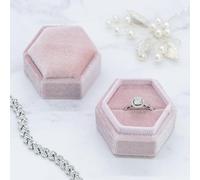 TRIXES Rosa Samt-Ringbox - Elegante Schmuckschatullen - für Verlobungsring-Antrag, Hochzeitsgeschenkbox - Vitrine mit Schaumstoff-Innenseite