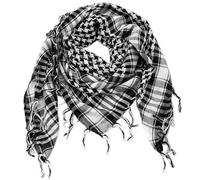 TRIXES Shemagh-Schal - Schwarz und Weiß, Wüstenschal, Kufiya, Keffiyeh, Ghutrah, Hattah, 100% Baumwolle, geeignet für Paintball, Rollenspiele, Dune Bashing