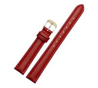 TROGPYXG 12mm 14mm 16mm 18mm 20mm Herren Damen Rindsleder Uhrenarmband kompatibel mit Casio Fossil DW Folli Follie Uhrenarmband Zubehör(Red Gold Buckle,12mm)