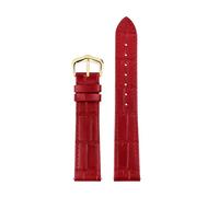 TROGPYXG 15 mm, 17 mm, 18 mm, 20 mm Lederarmband, kompatibel mit Cartier Santos Dumont London Herren-Damen-Schnellverschluss-Rindsleder-Uhrenarmband(Red- golden,17mm)