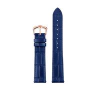 TROGPYXG 15 mm, 17 mm, 18 mm, 20 mm Lederarmband, kompatibel mit Cartier Santos Dumont London Herren-Damen-Schnellverschluss-Rindsleder-Uhrenarmband(Blue rose gold,18mm)