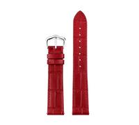TROGPYXG 15 mm, 17 mm, 18 mm, 20 mm Lederarmband, kompatibel mit Cartier Santos Dumont London Herren-Damen-Schnellverschluss-Rindsleder-Uhrenarmband(Red- steel,20mm)