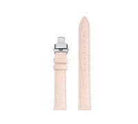 TROGPYXG 15 mm rosa, blau, grau, grün, rot, Schnellverschluss-Uhrenarmband, kompatibel mit Swarovski 5580345/3487 5580352 Damen-Armbandzubehör aus Rindsleder(Pink-silver B)