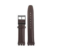 TROGPYXG 17mm 19mm Armband kompatibel mit Swatch Lederarmband YCS YAS YGS IRONY Rindsleder Kalbsleder Herren Damen Armband(Brown-black-A,17mm)