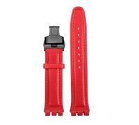 TROGPYXG 17mm 19mm Armband kompatibel mit Swatch Lederarmband YCS YAS YGS IRONY Rindsleder Kalbsleder Herren Damen Armband(Red-black-B,17mm)