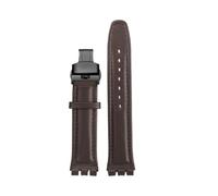 TROGPYXG 17mm 19mm Armband kompatibel mit Swatch Lederarmband YCS YAS YGS IRONY Rindsleder Kalbsleder Herren Damen Armband(Brown-black-B,17mm)