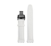 TROGPYXG 17mm 19mm Armband kompatibel mit Swatch Lederarmband YCS YAS YGS IRONY Rindsleder Kalbsleder Herren Damen Armband(White-black-B,19mm)