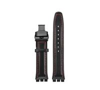 TROGPYXG 17mm 19mm Armband kompatibel mit Swatch Lederarmband YCS YAS YGS IRONY Rindsleder Kalbsleder Herren Damen Armband(Black red-black-B,19mm)