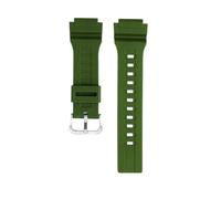 TROGPYXG 18 mm wasserdichtes farbiges Gummiarmband, kompatibel mit Casio WS-1400H/1300/1500 W-737H AE1500, Harz-Silikonarmband, Unisex-Armband(Green silver pin)