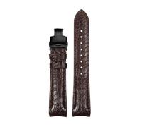 TROGPYXG 20 mm 22 mm gebogenes Krokodil-Uhrenarmband, kompatibel mit Tissot-Uhrenarmband, weiches Lederarmband for Herren(Brown-Black Fold,20mm)