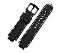 TROGPYXG Kompatibel mit Casio GST-B200 GST-B200D-Serie, Silikon-Armband, 24 x 16 mm, modifiziertes, mattiertes Gummi-Leder-Uhrenarmband for Herren(A White line-black)