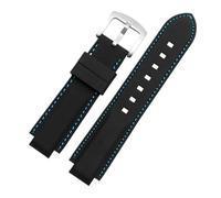 TROGPYXG Kompatibel mit Casio GST-B200 GST-B200D-Serie, Silikon-Armband, 24 x 16 mm, modifiziertes, mattiertes Gummi-Leder-Uhrenarmband for Herren(A blue line-silver)