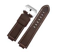 TROGPYXG Kompatibel mit Casio GST-B200 GST-B200D-Serie, Silikon-Armband, 24 x 16 mm, modifiziertes, mattiertes Gummi-Leder-Uhrenarmband for Herren(B Brown-silver)