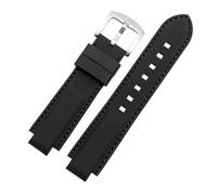 TROGPYXG Kompatibel mit Casio GST-B200 GST-B200D-Serie, Silikon-Armband, 24 x 16 mm, modifiziertes, mattiertes Gummi-Leder-Uhrenarmband for Herren(A Black line-silver)