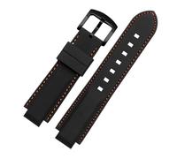 TROGPYXG Kompatibel mit Casio GST-B200 GST-B200D-Serie, Silikon-Armband, 24 x 16 mm, modifiziertes, mattiertes Gummi-Leder-Uhrenarmband for Herren(A Orange line-BK)