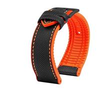 TROGPYXG Kompatibel mit Citizen Blue Angel Men Wave Uhrenarmband AT8020-54L/8020-03L/JY8078 Karbonfaser gemustertes Nlon+Gummi-Armband 22 mm 23 mm(Silver Yellow,24mm)