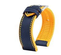 TROGPYXG Kompatibel mit Citizen Blue Angel Men Wave Uhrenarmband AT8020-54L/8020-03L/JY8078 Karbonfaser gemustertes Nlon+Gummi-Armband 22 mm 23 mm(Beige,24mm)