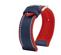 TROGPYXG Kompatibel mit Citizen Blue Angel Men Wave Uhrenarmband AT8020-54L/8020-03L/JY8078 Karbonfaser gemustertes Nlon+Gummi-Armband 22 mm 23 mm(White Black,24mm)