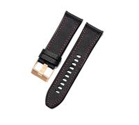TROGPYXG Kompatibel mit dem Silikonarmband der Diesel Officer-Serie, 26 mm, Nylon-beschichtetes Lederdesign, wasserdichtes, schweißfestes Uhrenarmband, flache Schnittstelle(Black Red-RS-K3)