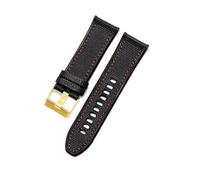 TROGPYXG Kompatibel mit dem Silikonarmband der Diesel Officer-Serie, 26 mm, Nylon-beschichtetes Lederdesign, wasserdichtes, schweißfestes Uhrenarmband, flache Schnittstelle(Black Red-GD-K3)