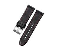 TROGPYXG Kompatibel mit dem Silikonarmband der Diesel Officer-Serie, 26 mm, Nylon-beschichtetes Lederdesign, wasserdichtes, schweißfestes Uhrenarmband, flache Schnittstelle(Black Red-ST-K3)