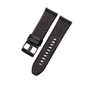 TROGPYXG Kompatibel mit dem Silikonarmband der Diesel Officer-Serie, 26 mm, Nylon-beschichtetes Lederdesign, wasserdichtes, schweißfestes Uhrenarmband, flache Schnittstelle(Black Red-BK-K3)