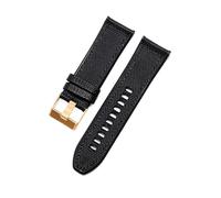 TROGPYXG Kompatibel mit dem Silikonarmband der Diesel Officer-Serie, 26 mm, Nylon-beschichtetes Lederdesign, wasserdichtes, schweißfestes Uhrenarmband, flache Schnittstelle(Black Black-RS-K3)