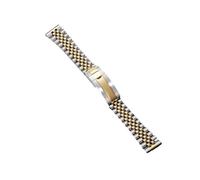 TROGPYXG Kompatibel mit Rolex Daytona Submariner Yacht-Master GMT, luxuriöses Edelstahlarmband, kompatibel mit Jubilee Curved End-Armband, 20 mm, 21 mm(Silver Gold,20mm)