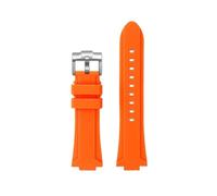 TROGPYXG Konvexes Silikonarmband, kompatibel mit Casio EDIFICE 5634 EFB-680 EFS-S570YD/YDC/YDB-Serie, modifiziertes Gummi-Uhrenarmband(Orange - silver pin,24X14mm)