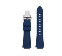 TROGPYXG Konvexes Silikonarmband, kompatibel mit Casio EDIFICE 5634 EFB-680 EFS-S570YD/YDC/YDB-Serie, modifiziertes Gummi-Uhrenarmband(Blue - silver,24x12mm)