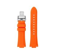 TROGPYXG Konvexes Silikonarmband, kompatibel mit Casio EDIFICE 5634 EFB-680 EFS-S570YD/YDC/YDB-Serie, modifiziertes Gummi-Uhrenarmband(Orange - silver,24x12mm)