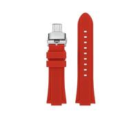 TROGPYXG Konvexes Silikonarmband, kompatibel mit Casio EDIFICE 5634 EFB-680 EFS-S570YD/YDC/YDB-Serie, modifiziertes Gummi-Uhrenarmband(Red - silver,24x12mm)
