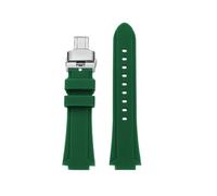 TROGPYXG Konvexes Silikonarmband, kompatibel mit Casio EDIFICE 5634 EFB-680 EFS-S570YD/YDC/YDB-Serie, modifiziertes Gummi-Uhrenarmband(Green - silver,24x12mm)