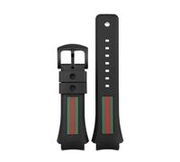 TROGPYXG Lässiges, konvexes Gummi-Uhrenarmband for Herren - 21 mm schwarzes, wasserdichtes, weiches TPU-Band mit Dornschließe, kompatibel mit Gucci GC-YA1371(Black clasp)