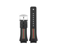 TROGPYXG Lässiges, konvexes Gummi-Uhrenarmband for Herren - 21 mm schwarzes, wasserdichtes, weiches TPU-Band mit Dornschließe, kompatibel mit Gucci GC-YA1371(Silver clasp)