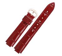 TROGPYXG Lederarmband mit Bambusmaserung, kompatibel mit Cartier Ballon Bleu. Wasserdichtes Rindsleder-Uhrenarmband aus Leder mit konvexem Ende(Red-rose gold,22.14mm)