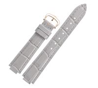 TROGPYXG Lederarmband mit Bambusmaserung, kompatibel mit Cartier Ballon Bleu. Wasserdichtes Rindsleder-Uhrenarmband aus Leder mit konvexem Ende(Grey-rose gold,14.8mm)