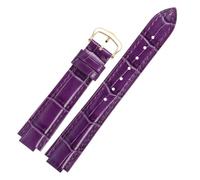 TROGPYXG Lederarmband mit Bambusmaserung, kompatibel mit Cartier Ballon Bleu. Wasserdichtes Rindsleder-Uhrenarmband aus Leder mit konvexem Ende(Purple-gold,22.14mm)