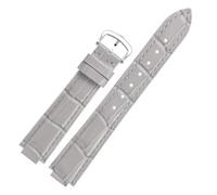 TROGPYXG Lederarmband mit Bambusmaserung, kompatibel mit Cartier Ballon Bleu. Wasserdichtes Rindsleder-Uhrenarmband aus Leder mit konvexem Ende(Grey-silver,16.9mm)