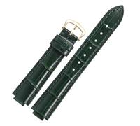 TROGPYXG Lederarmband mit Bambusmaserung, kompatibel mit Cartier Ballon Bleu. Wasserdichtes Rindsleder-Uhrenarmband aus Leder mit konvexem Ende(Dark green-gold,16.9mm)