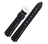 TROGPYXG Lederarmband mit Bambusmaserung, kompatibel mit Cartier Ballon Bleu. Wasserdichtes Rindsleder-Uhrenarmband aus Leder mit konvexem Ende(Black-rose gold,18.11mm)