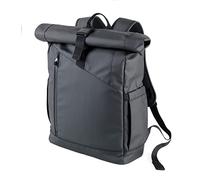 TROIKA Black Roll Top - BBL51/BK - Roll Top Rucksack mit magnetischem Sicherungsverschluss aus Metall - wasserabweisende Reißverschlüsse außen - Tarpaulin - schwarz